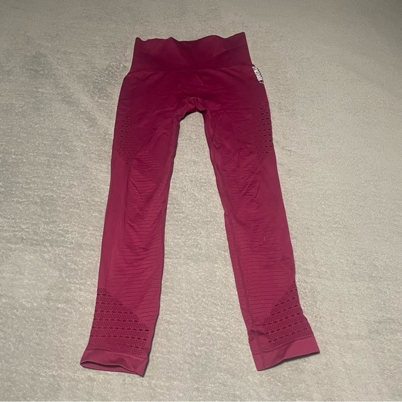 GYMSHARK energy seamless leggings size medium burgundy VGUC - Picture 2 of 8